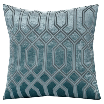 Luxe Geo Velvet Cushion Covers 2 Pack Teal Geometric Decorative Cushions for Sofa Bed & Living Room by OLIVIA ROCCO