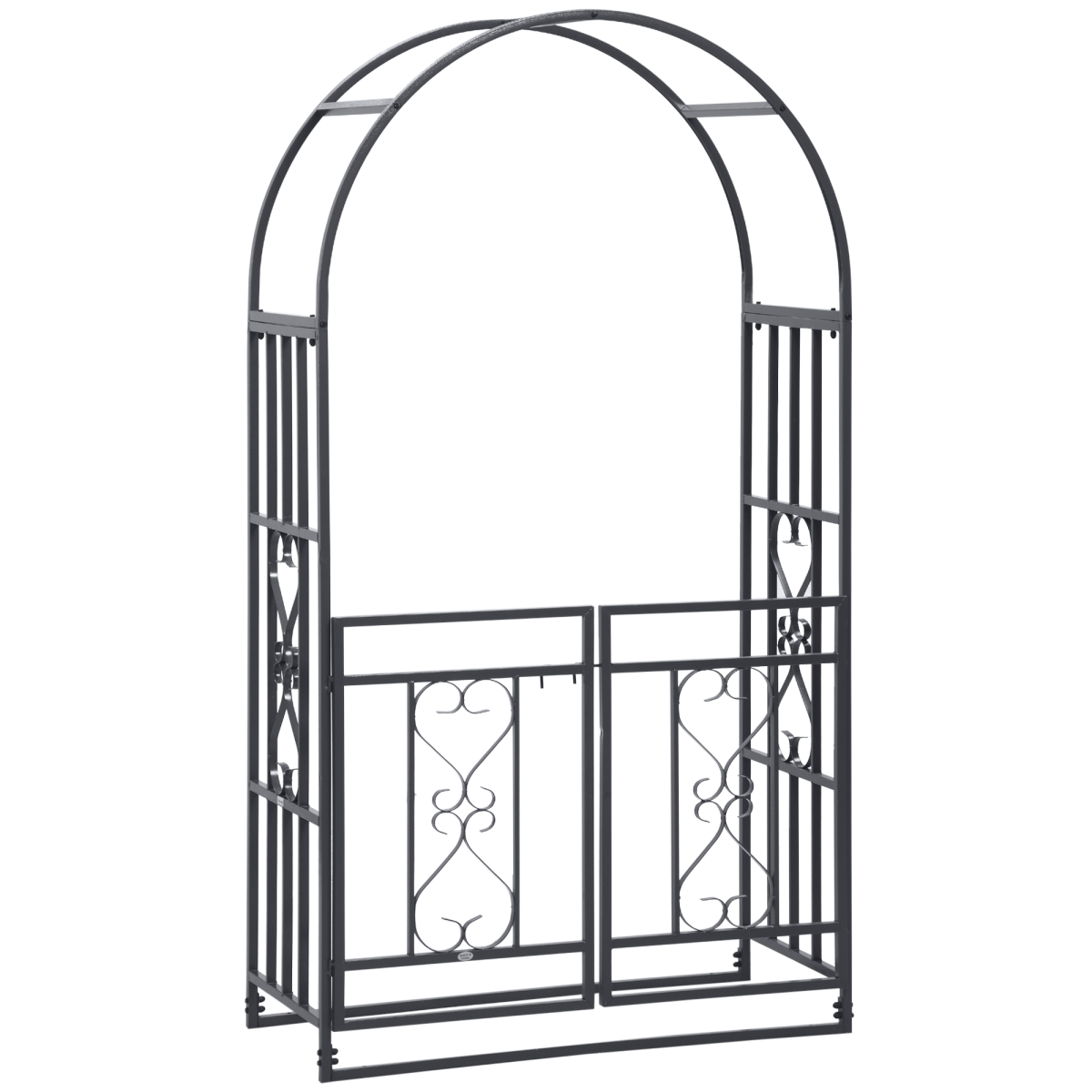 Outsunny Metal Garden Arch with Double Gate, Garden Arbor Climbing Pla ...