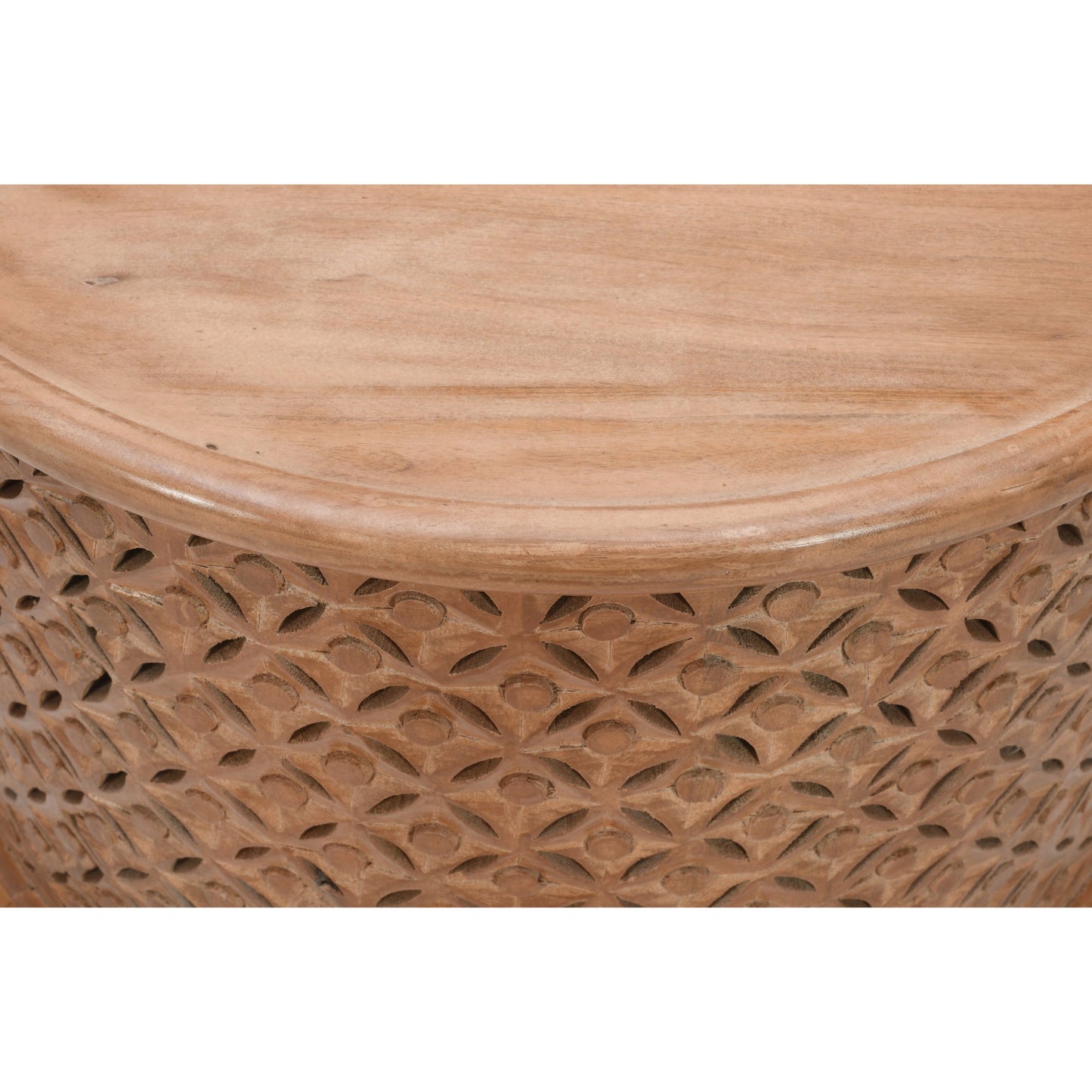 Carved Mango Wood Round Coffee Table