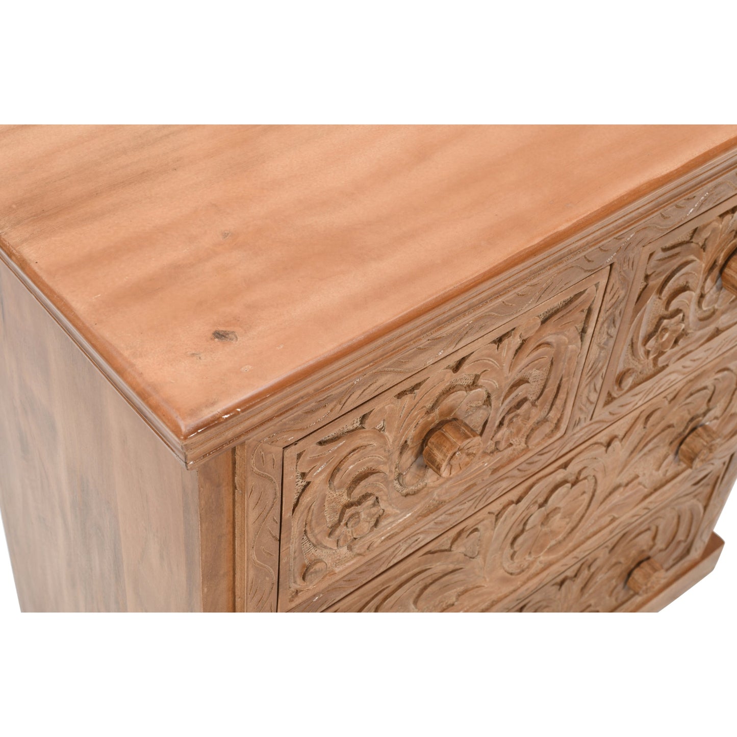 Carved Mango Wood Chest Of 4 Drawers