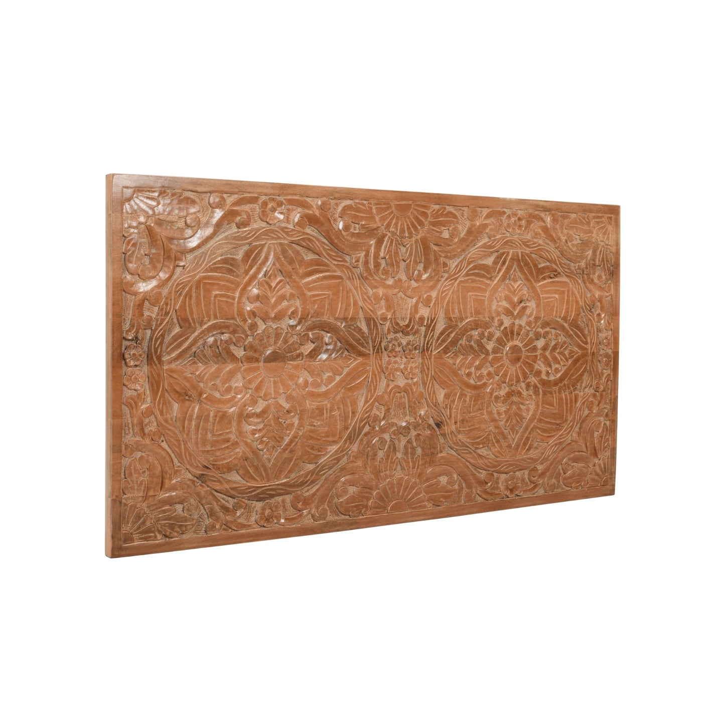 Carved Mango Wood Bed Frame Headboard