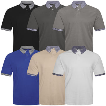 Evryone Check Collar Short Sleeve Polo Shirt