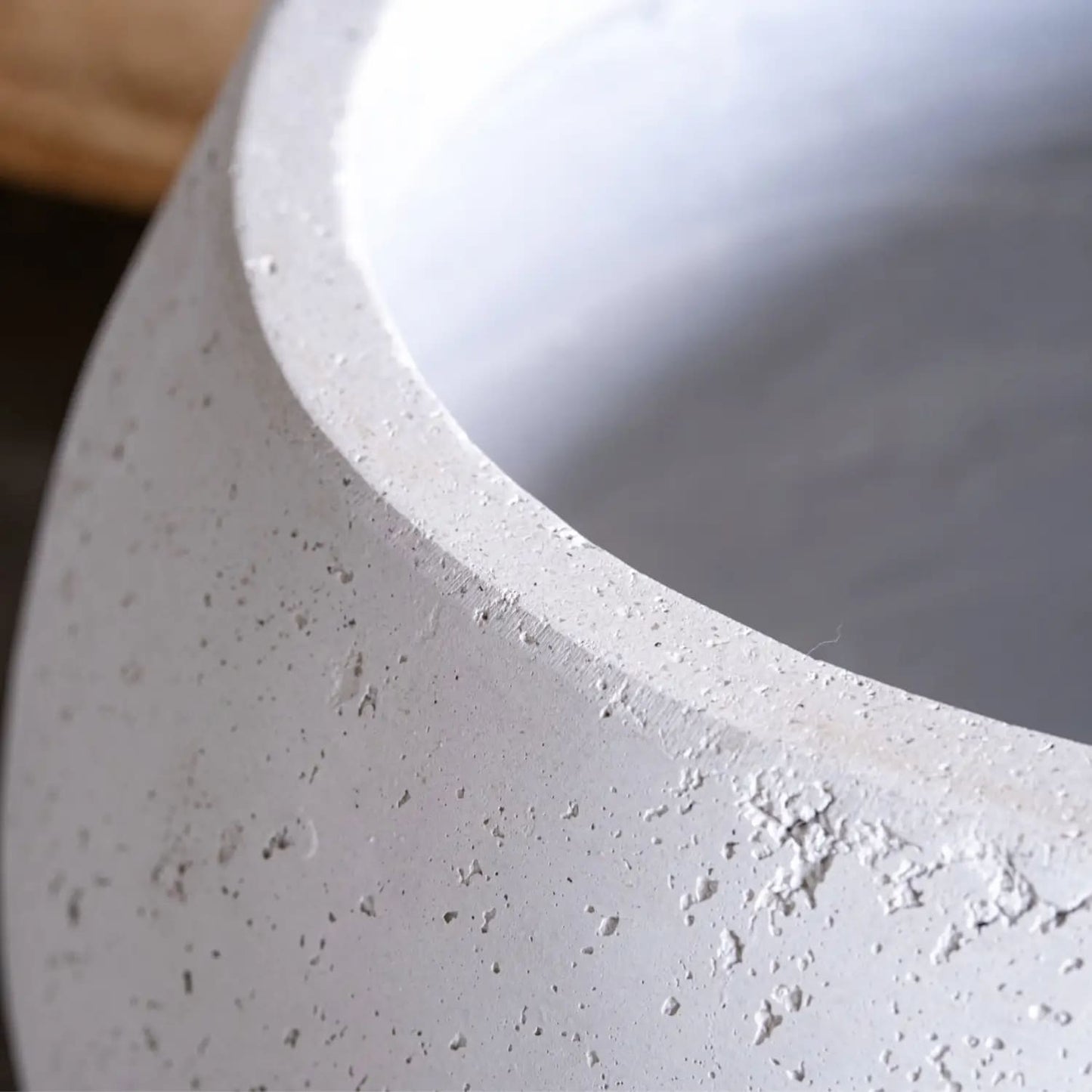 Orbello | White Mist – 55cm Extra Large Concrete Sphere Planter – 82L Round Plant Pot