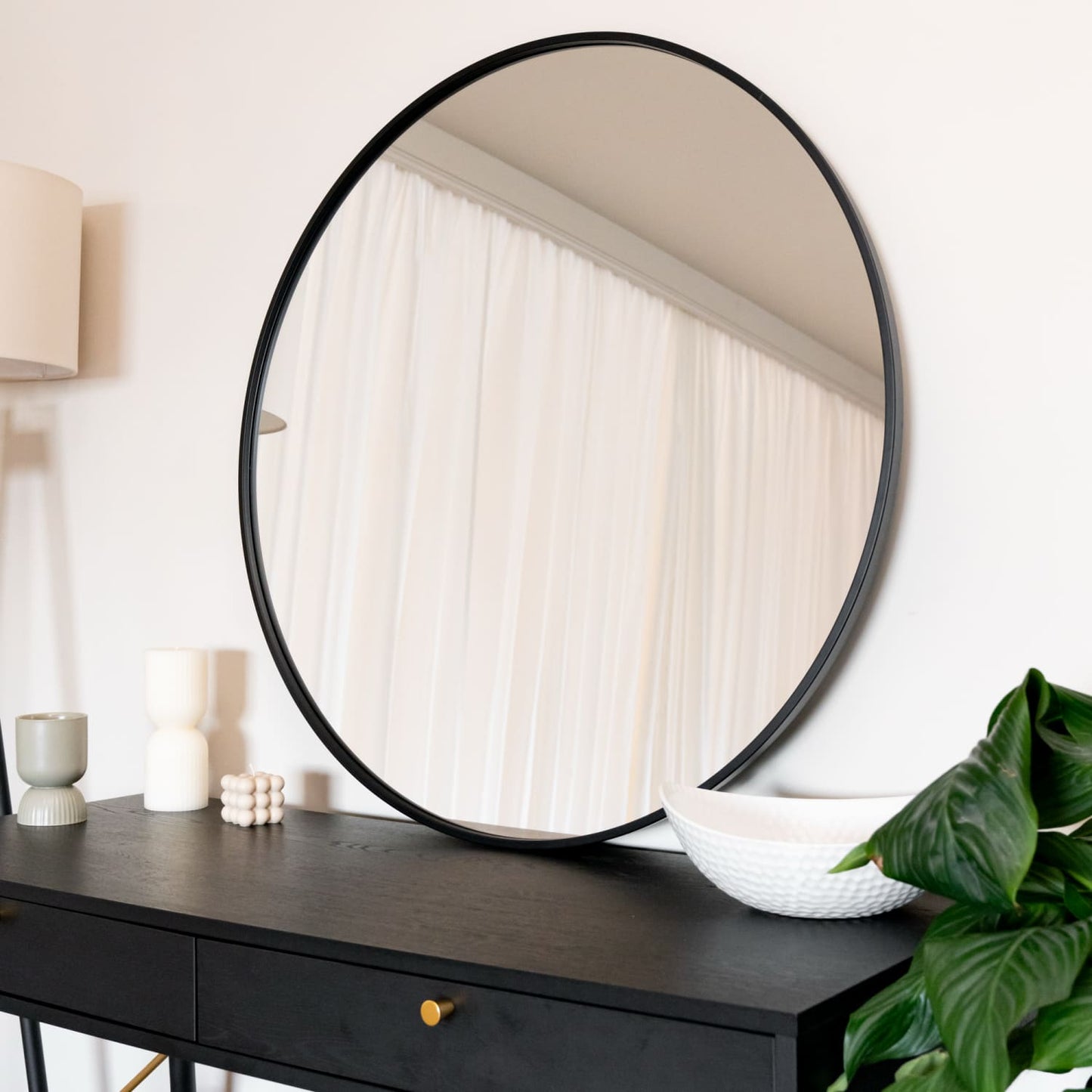 Rei - Large Round Black Metal Circle Mirror - 90cm x 90cm