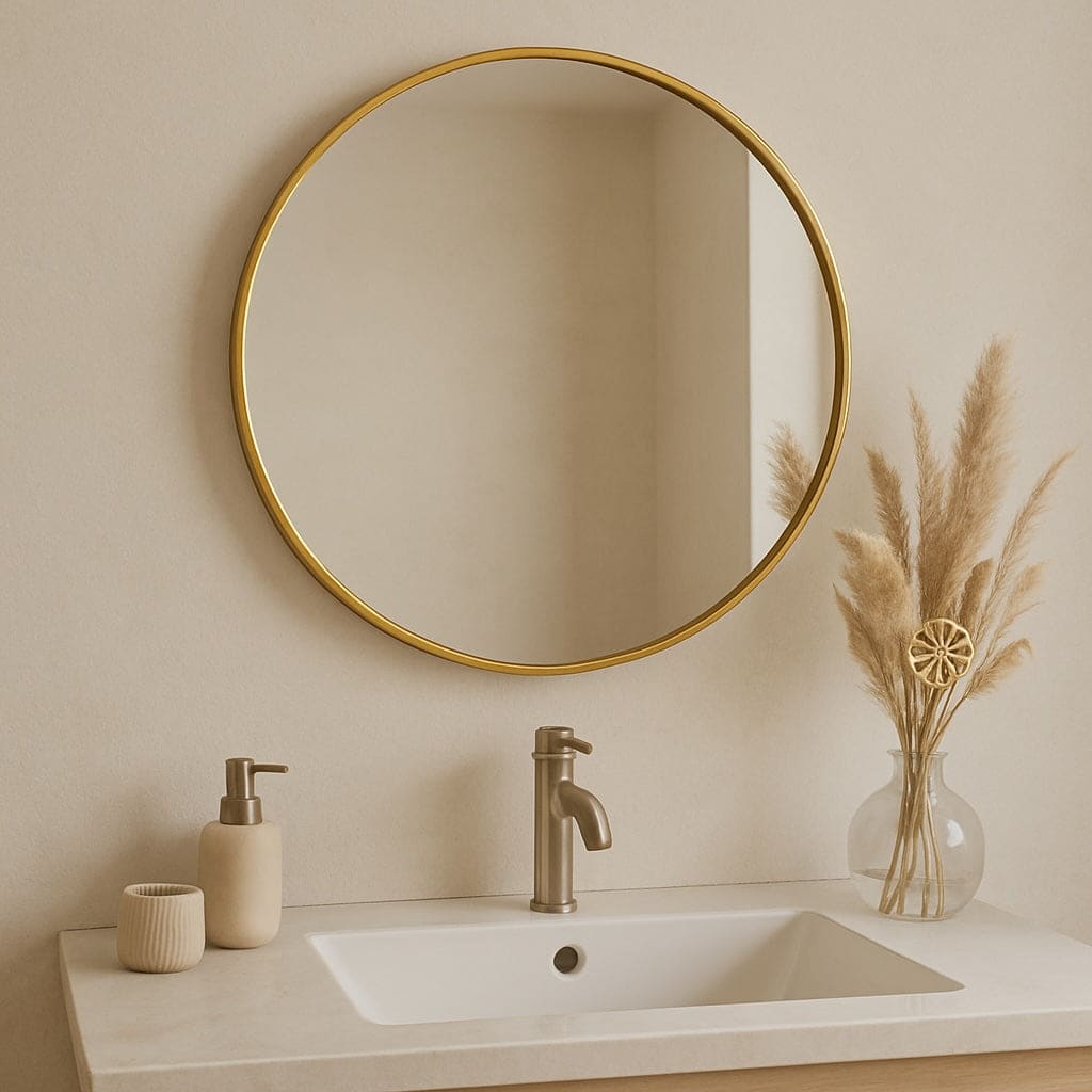 Rei - Round Gold Metal Circle Mirror - 50cm x 50cm