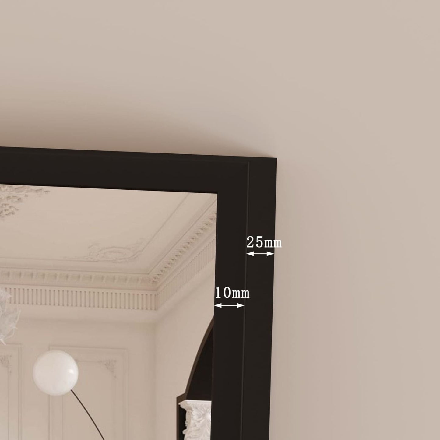 Takara - Full Length Leaner Black Metal Rectangle Mirror - 200cm x 120cm