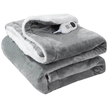 Ultra Soft Double Layer Electric Heated Throw Blanket with Adjustable Heat Settings & Overheat Protection by OLIVIA ROCCO