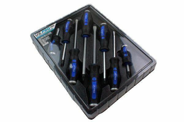 US PRO 8pc Go-Through Screwdriver Set Phillips & Slotted 1605