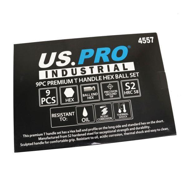 US PRO INDUSTRIAL 9pc Premium T-Handle Hex Allen key Set, Ball End Keys 4557