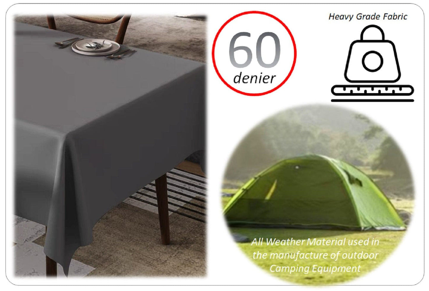 Waterproof Stain Resistant Rectangular Polyester Tablecloth Picnic Mat 145x200cm for Kitchen Dining Indoor Outdoor by OLIVIA ROCCO