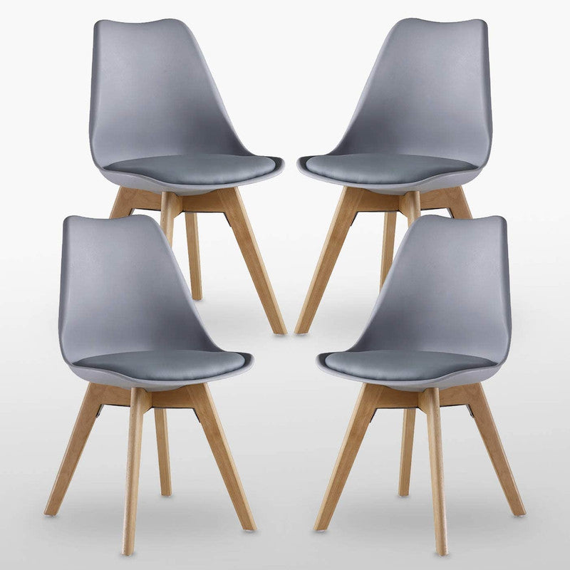 5PCs Dining Set - a Black Halo Dining Table & Set of 4 Lorenzo Tulip chairs with Padded Seat