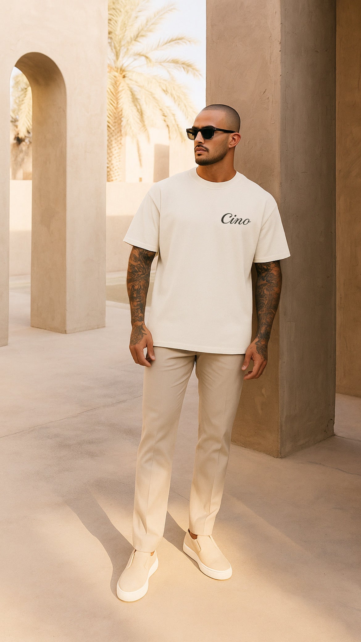Beach Club T-Shirt | White/Beige