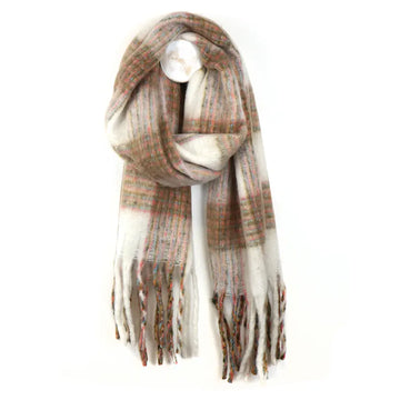 Cream/Beige Chunky Check Scarf