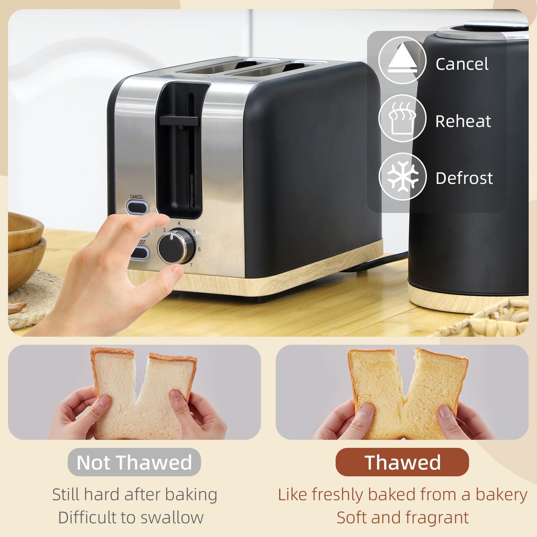 HOMCOM 1.7L Electric Fast Boil Kettle and 2 Slice Toaster Set