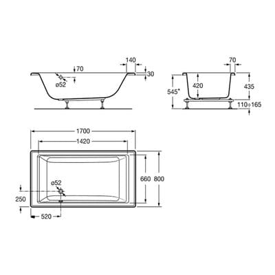 Vythos Double Ended Acrylic Bath - All Sizes