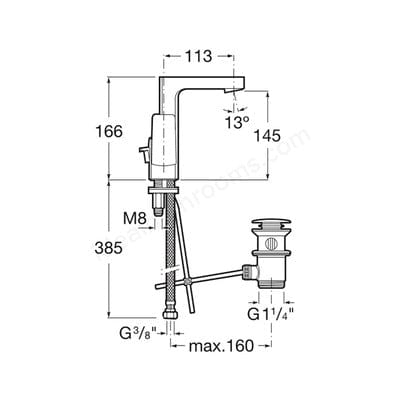 L90 Side Lever Basin Mixer Tap With Pop-Up Waste