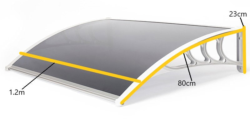 Easy Fit Tinted Door Canopy – UV-Stabilised, Weather-Resistant & Durable | 1.2m Wide | White & Black Colors