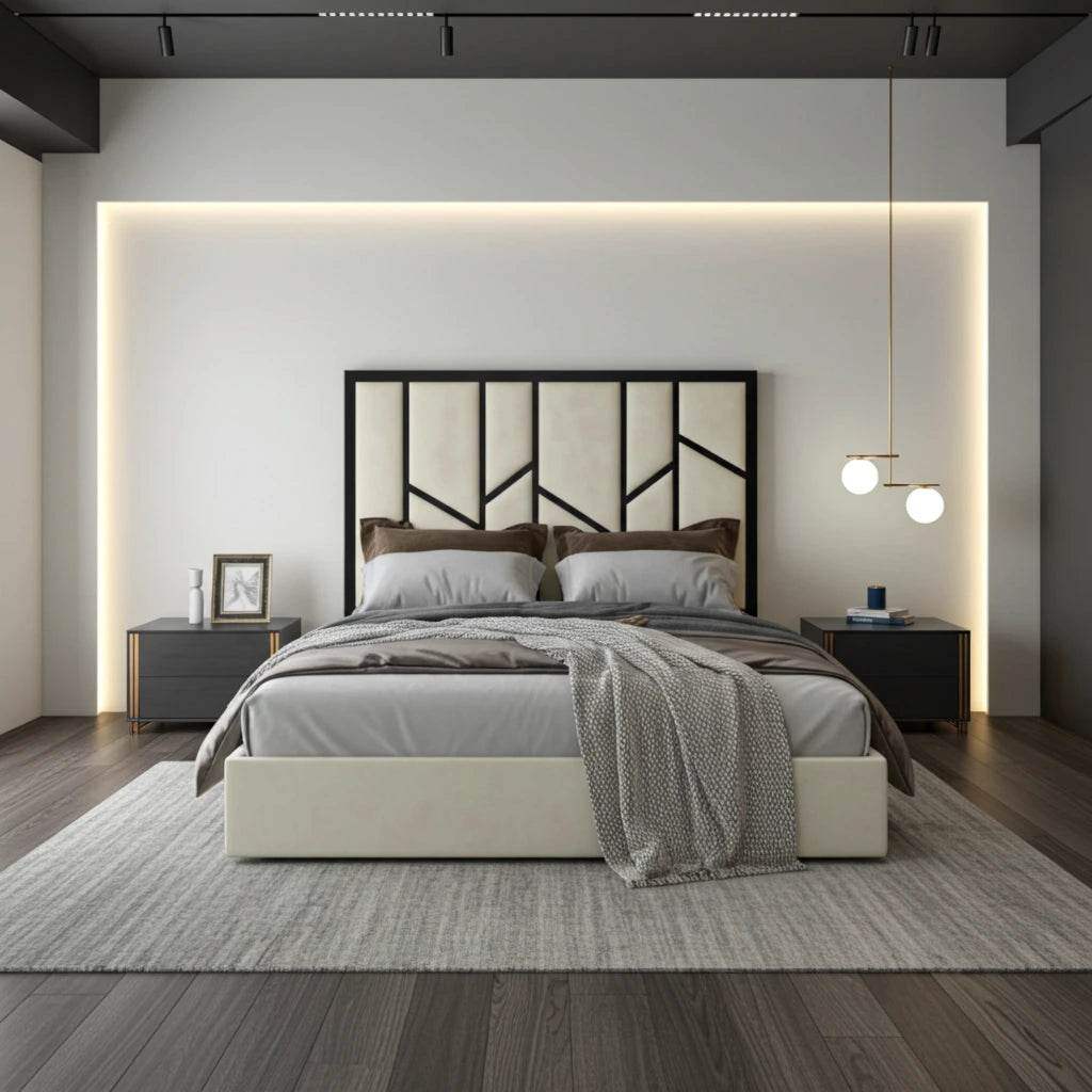 Elora Panel-Lined Upholstered Bed Frame – Modern Fabric Bed | UK Beds Direct