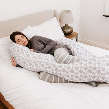 12 Ft Maternity Pillow Case - Grey Floral