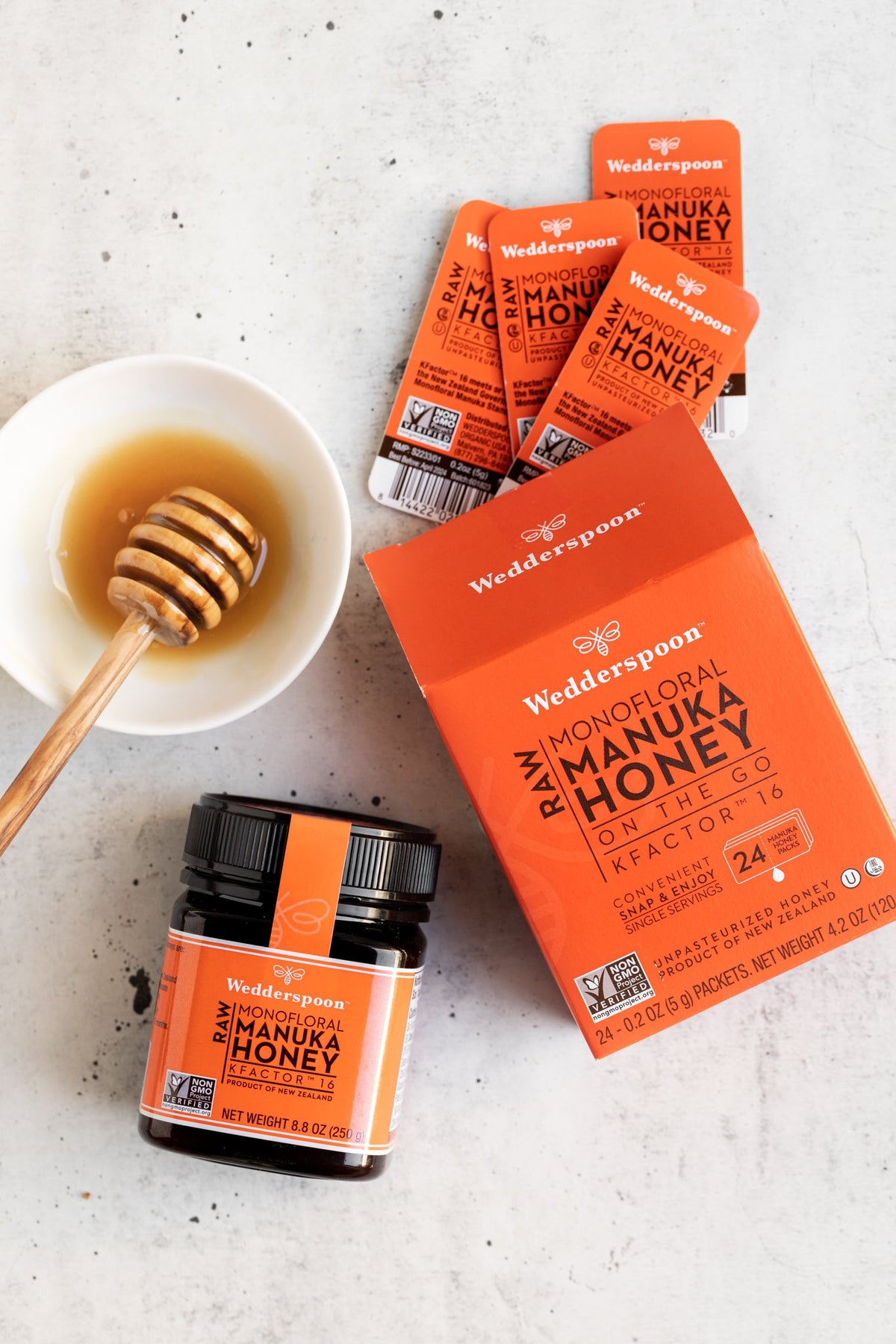 Wedderspoon Manuka Honey On The Go – KFactor 16+ Snap Packs (24 x 5g)