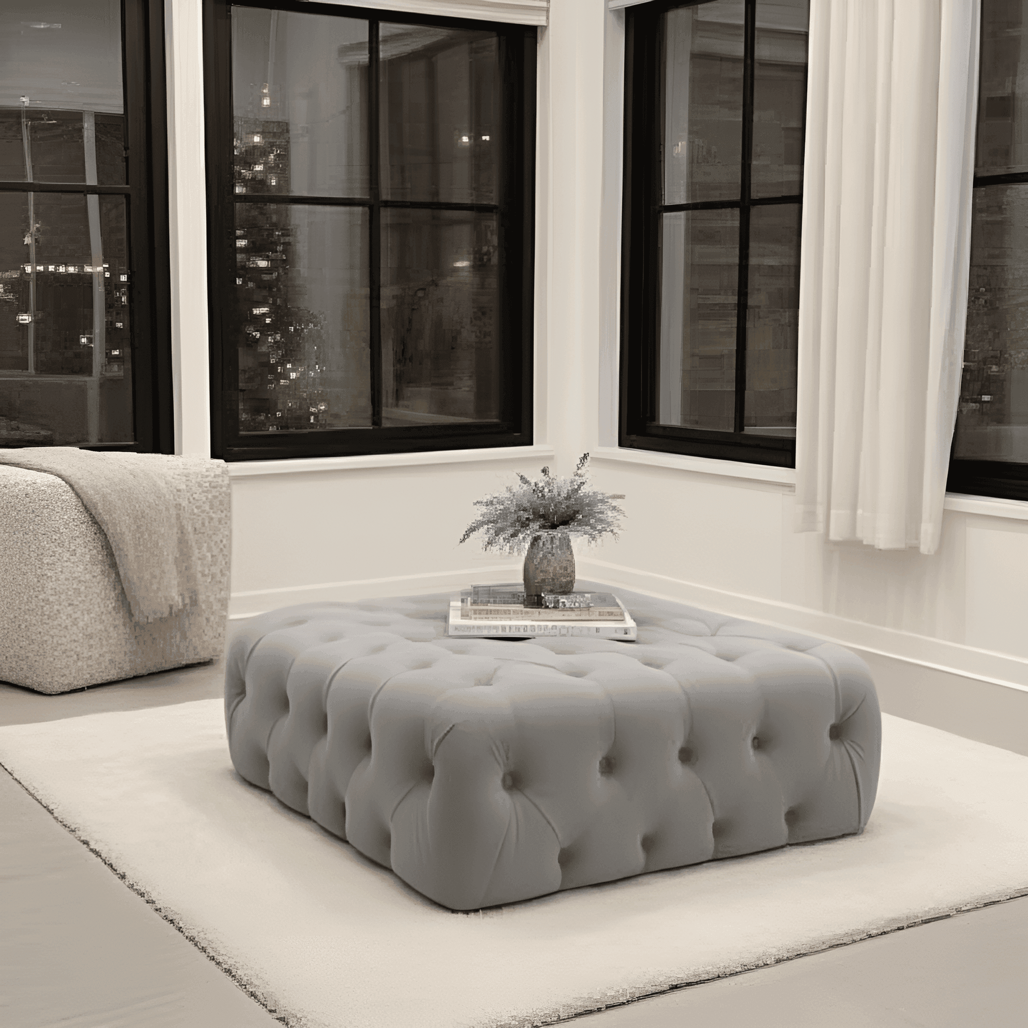 Monaco One: UK Upholstered buttoned stool