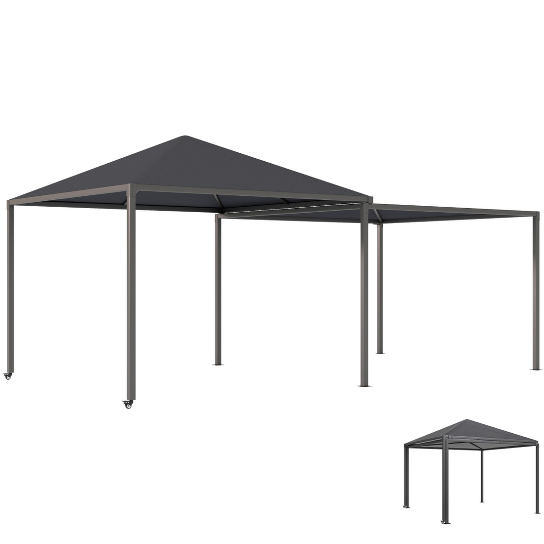 Outsunny 3 x 3(m) Garden Gazebo Canopy with Extendable Awning and Wheels