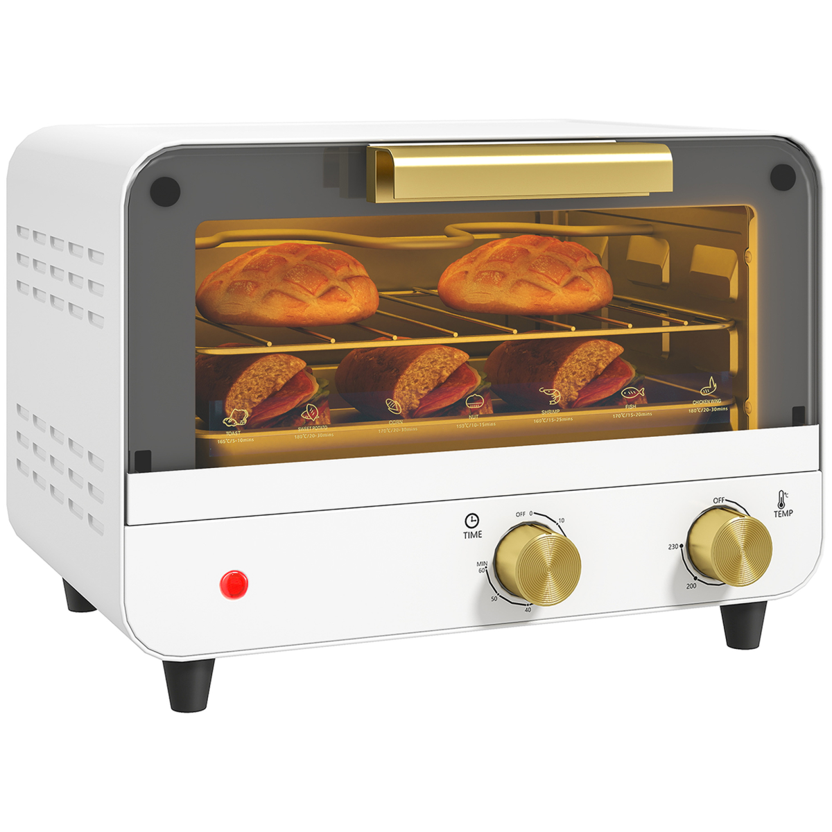 HOMCOM Small Toaster Oven, 12L Mini Countertop Oven with Glass Door, W ...