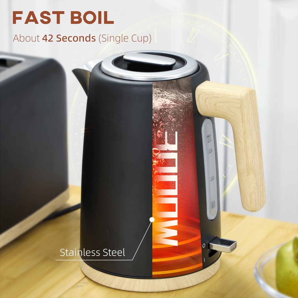 HOMCOM 1.7L Electric Fast Boil Kettle and 2 Slice Toaster Set
