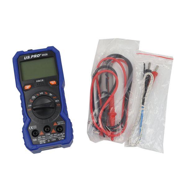 US PRO Tools LCD Digital Multimeter - NCV - AC & DC 4-600V 10MA-10A 6920