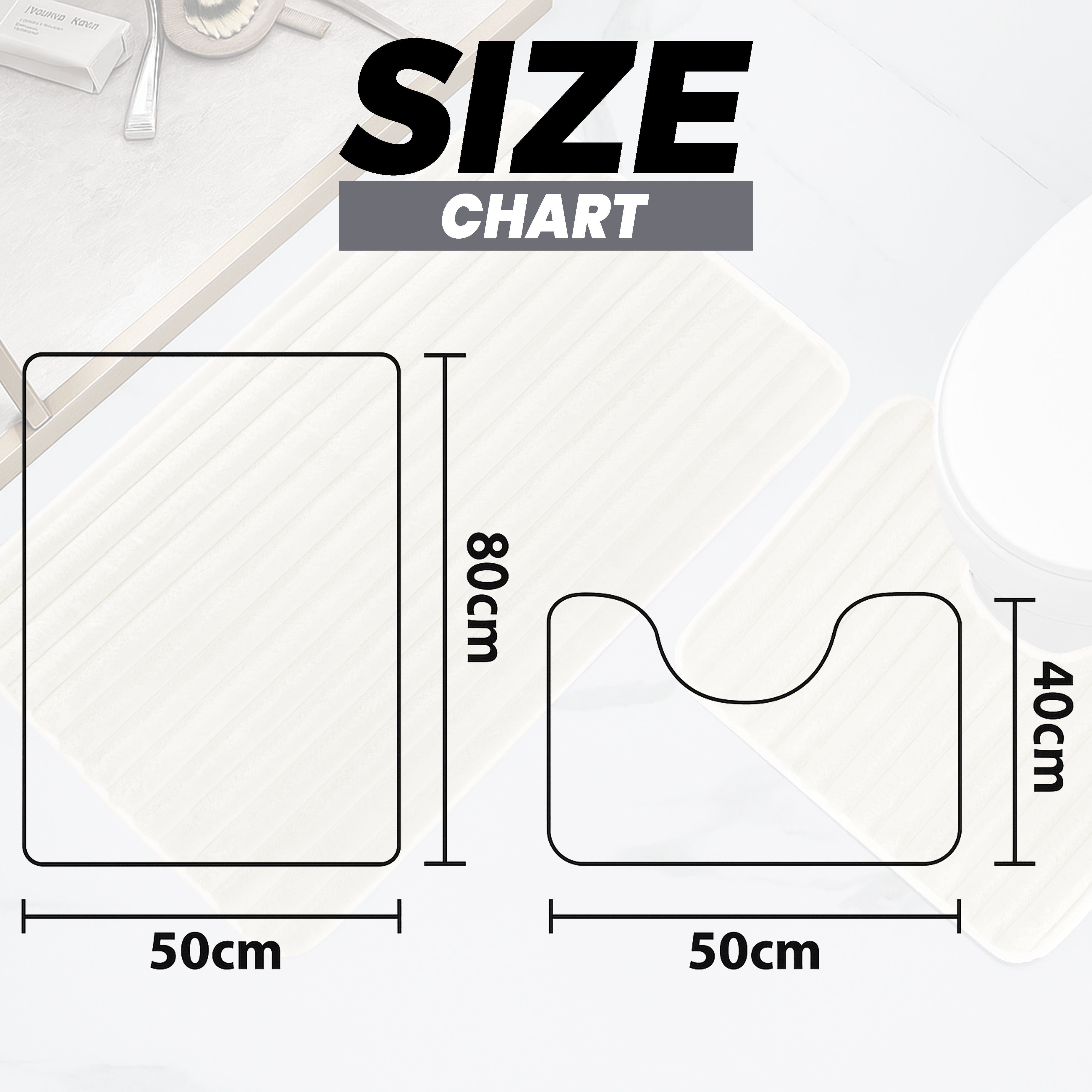 2 Piece Ribbed Bath Mat Set in Cream Extra Soft Non Slip Super Absorbent Bathroom & Toilet Mats Easy Care Rug by OLIVIA ROCCO