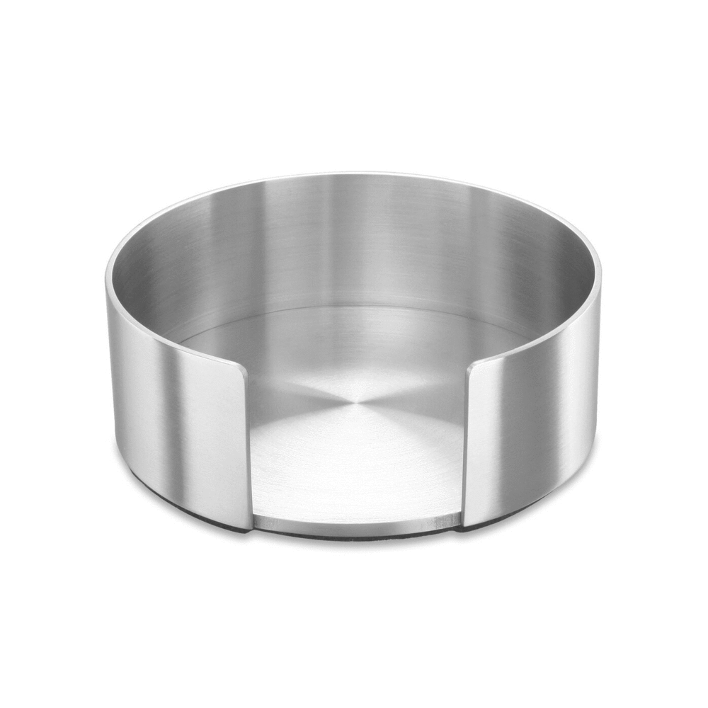Zack Vetro Silicone Coaster Set with Brushed Steel Stand - 6 Piece