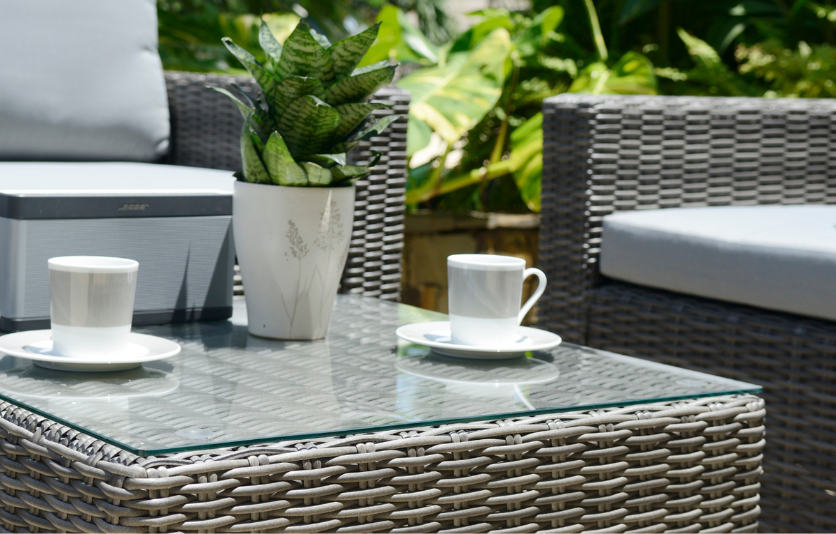 Marbella Grey 5 Seater Chaise Garden Sofa Set and Cushion Box Bundle