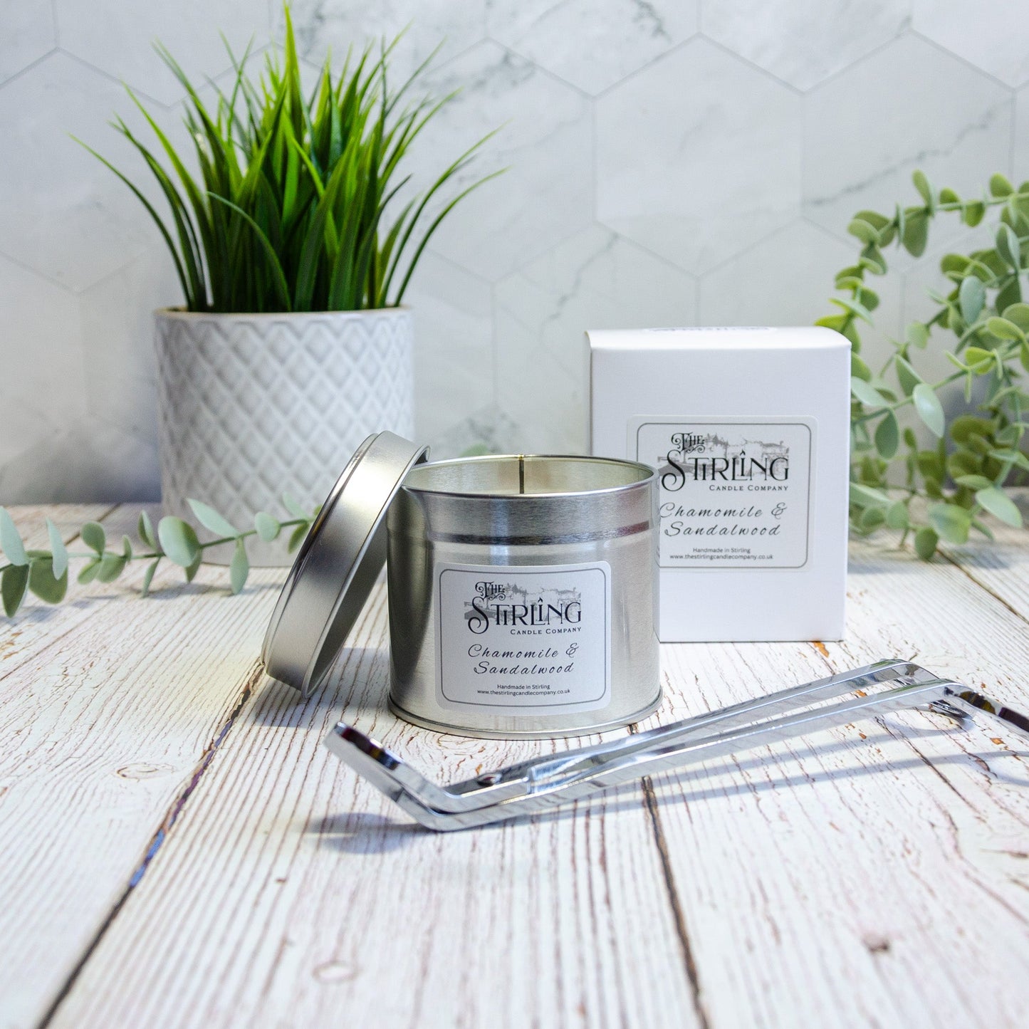 Chamomile & Sandalwood - Travel Tin Candle - Wooden Wick