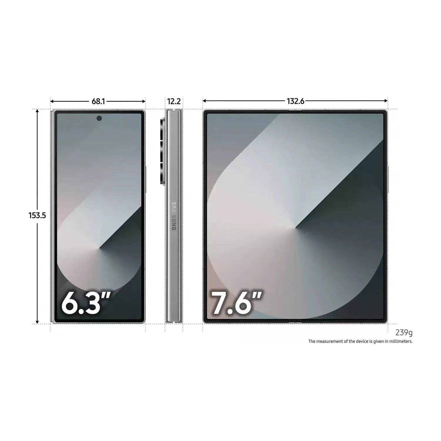 Samsung Galaxy Z Fold6 5G Foldable 256GB Smartphone 7.6" 5G Unlocked - New Unsealed