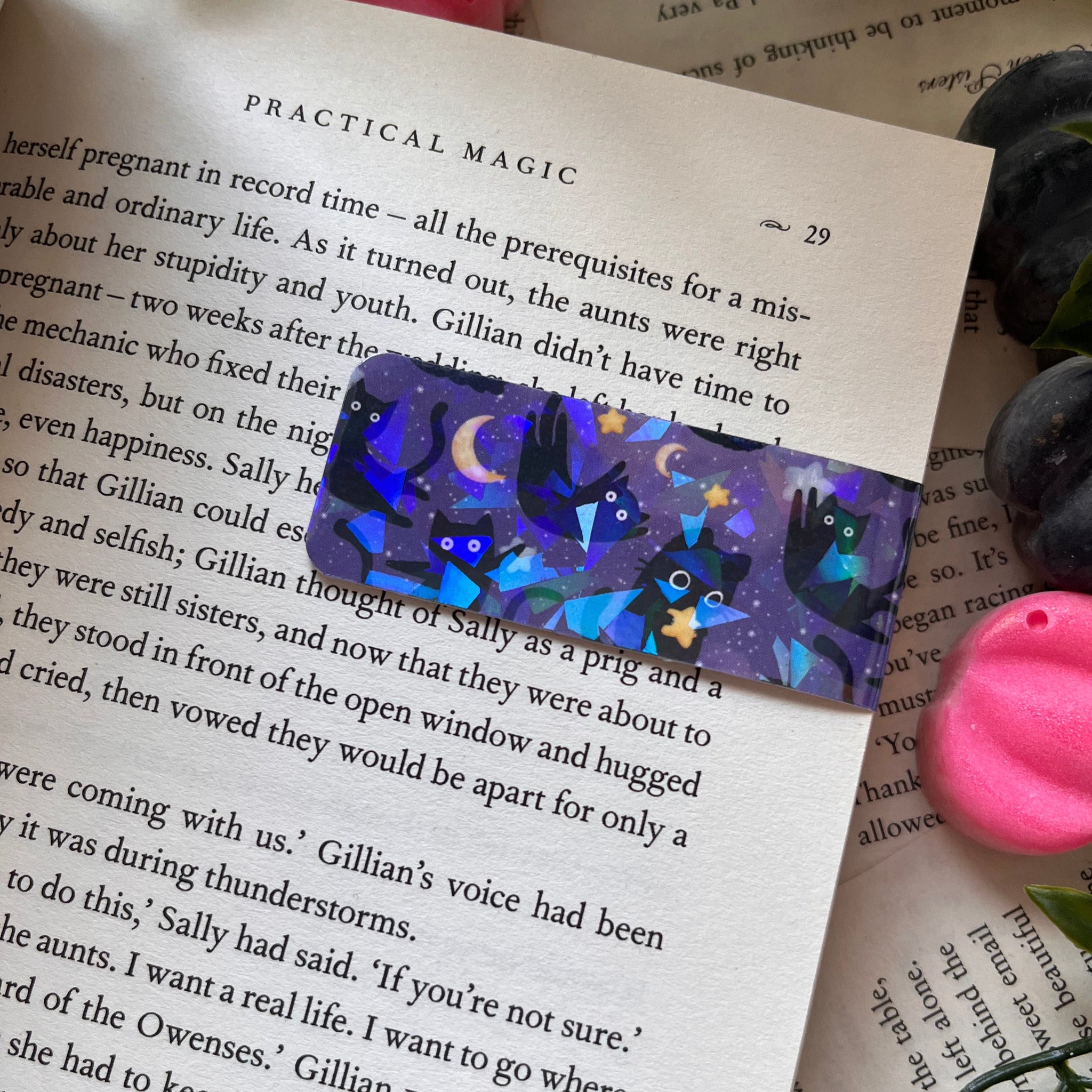 Mini Galactic Cats Purple Magnetic Bookmark