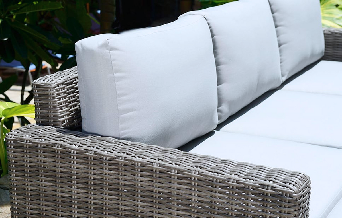 Marbella Grey 5-Seater Garden Sofa Set with Ottoman and Cover Bundle