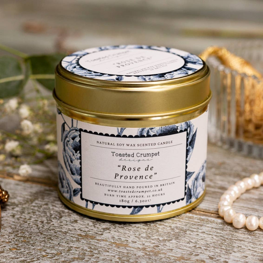 Rose de Provence Candle in a Matt Gold Tin