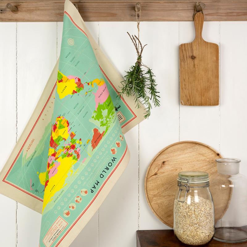 Rex Cotton tea towel - World Map