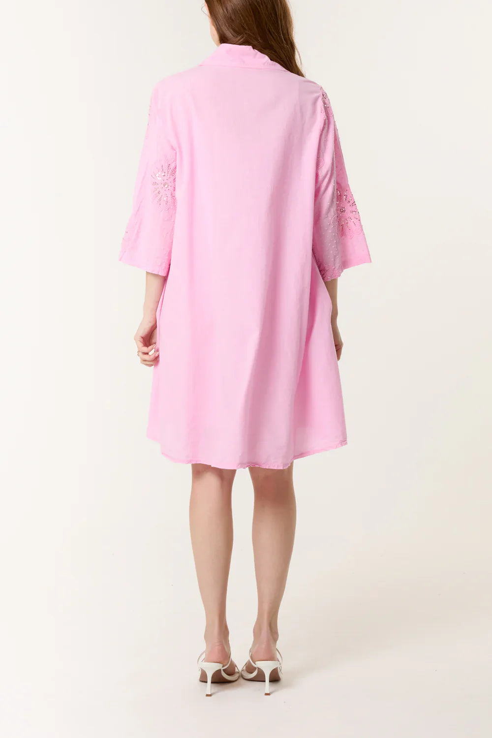 Sequin Daisy Cotton Dobby Shirt Dress – One Size Fits UK 8–16