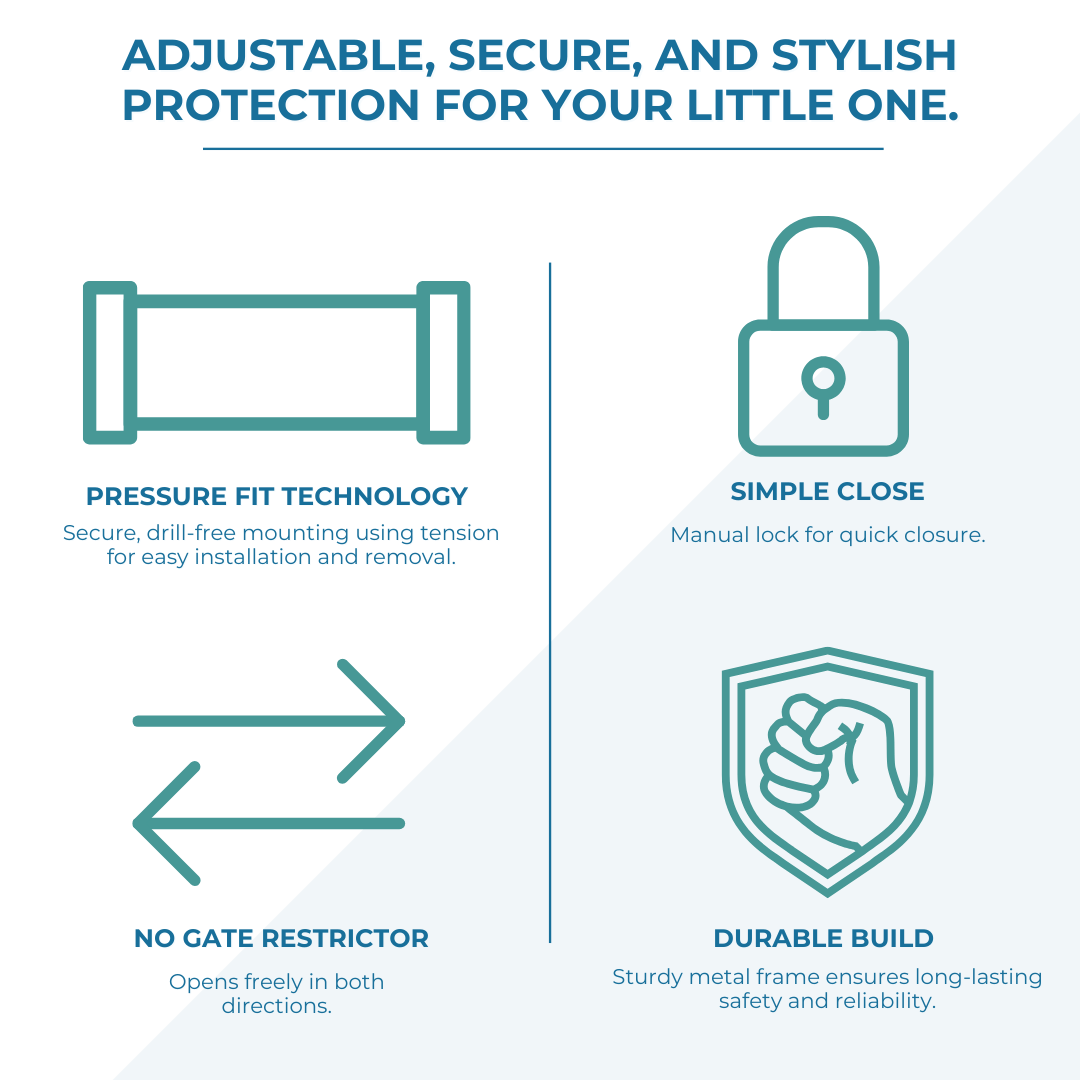 FYLO Baby Safety Stair Gate Pressure Fit 75-114cm Extra Wide