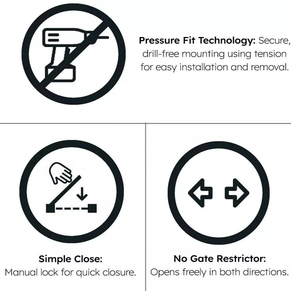 FYLO 2x Baby Safety Stair Gate  Pressure Fit 75-86cm (2 pack)