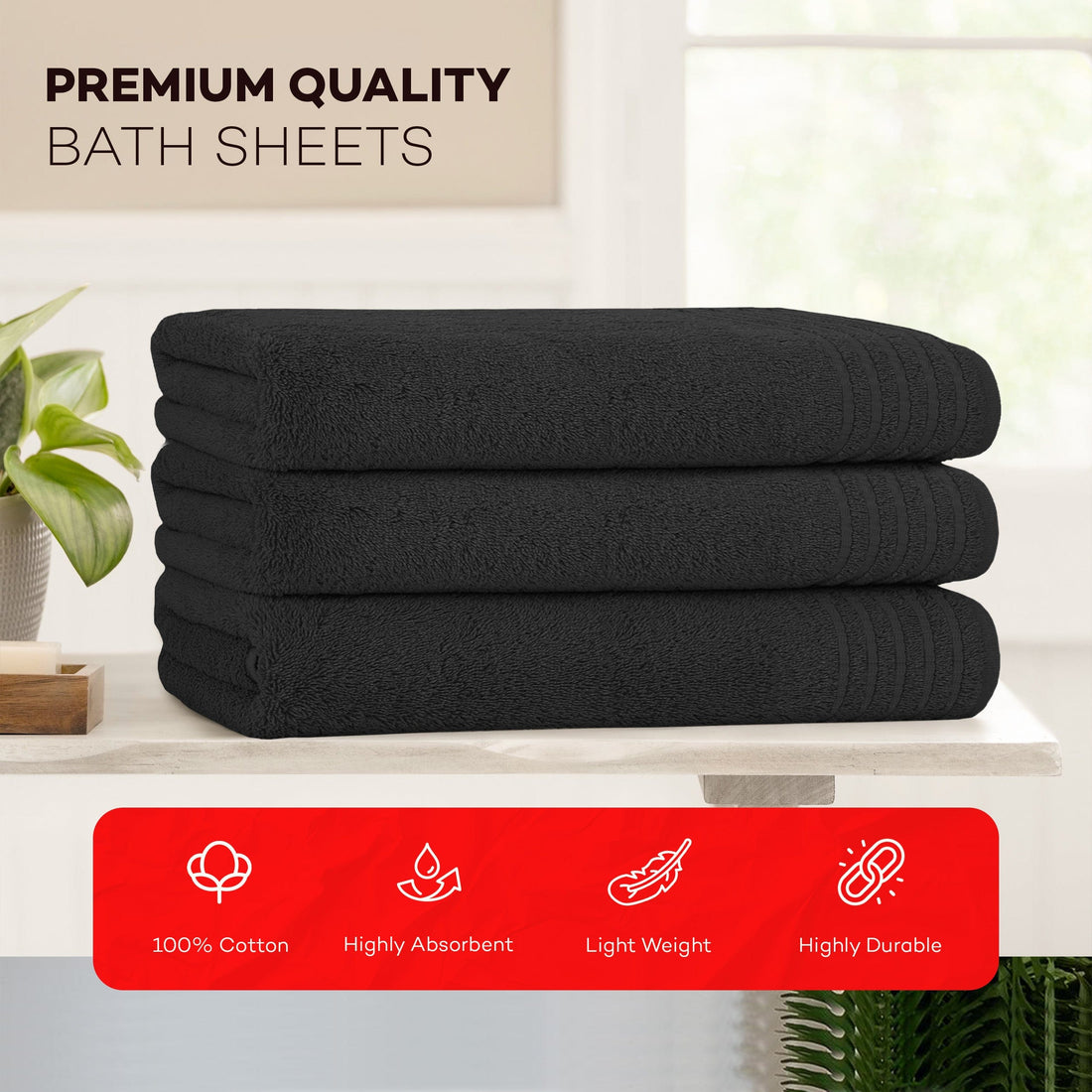 3 Pack Monaco Extra Large Bath Sheets Cotton 500GSM Highly Absorbent Towels Set for Home Gym Beach by OLIVIA ROCCO