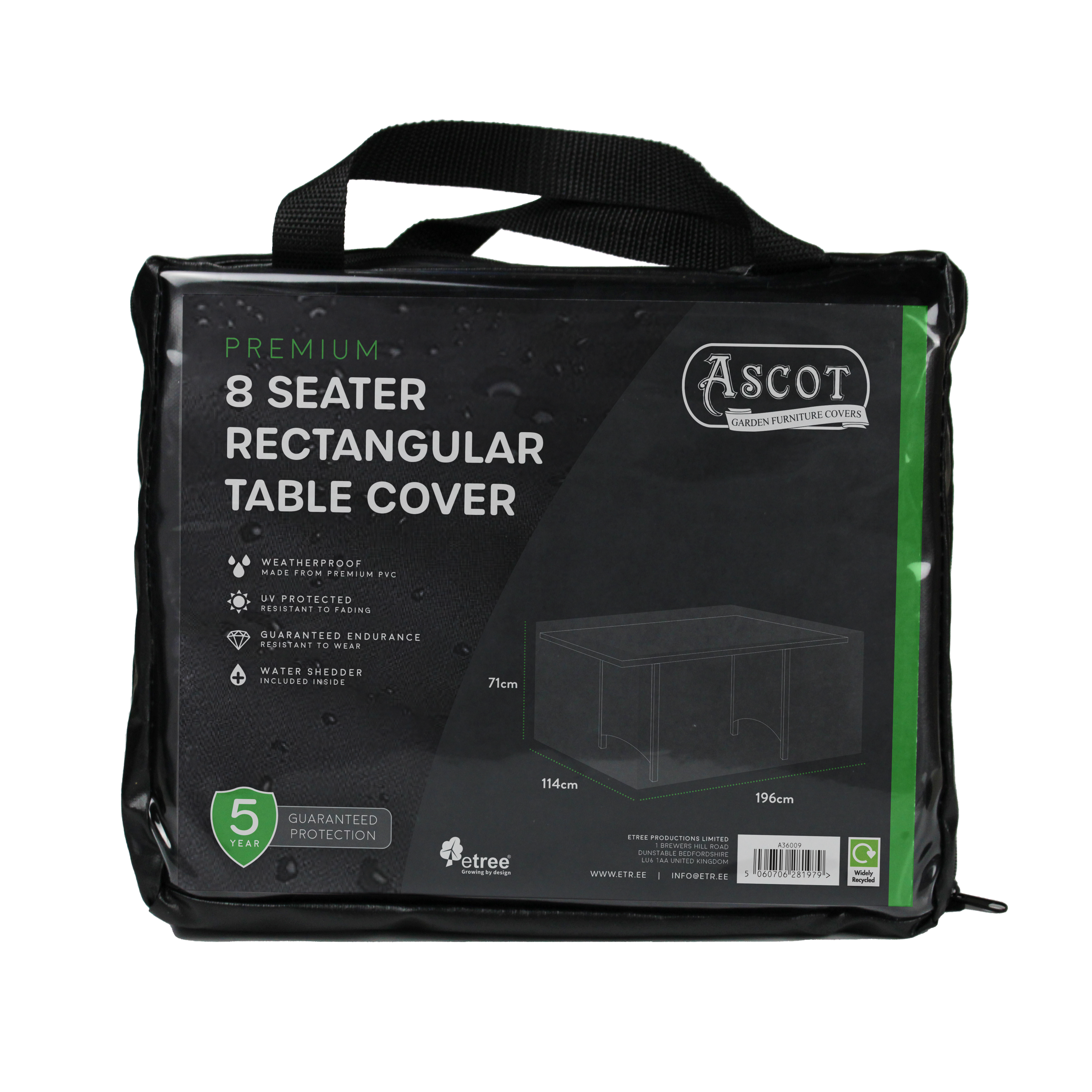 Premium Rectangular 8 seater table cover - 196 X 114 X 71 (H) cm