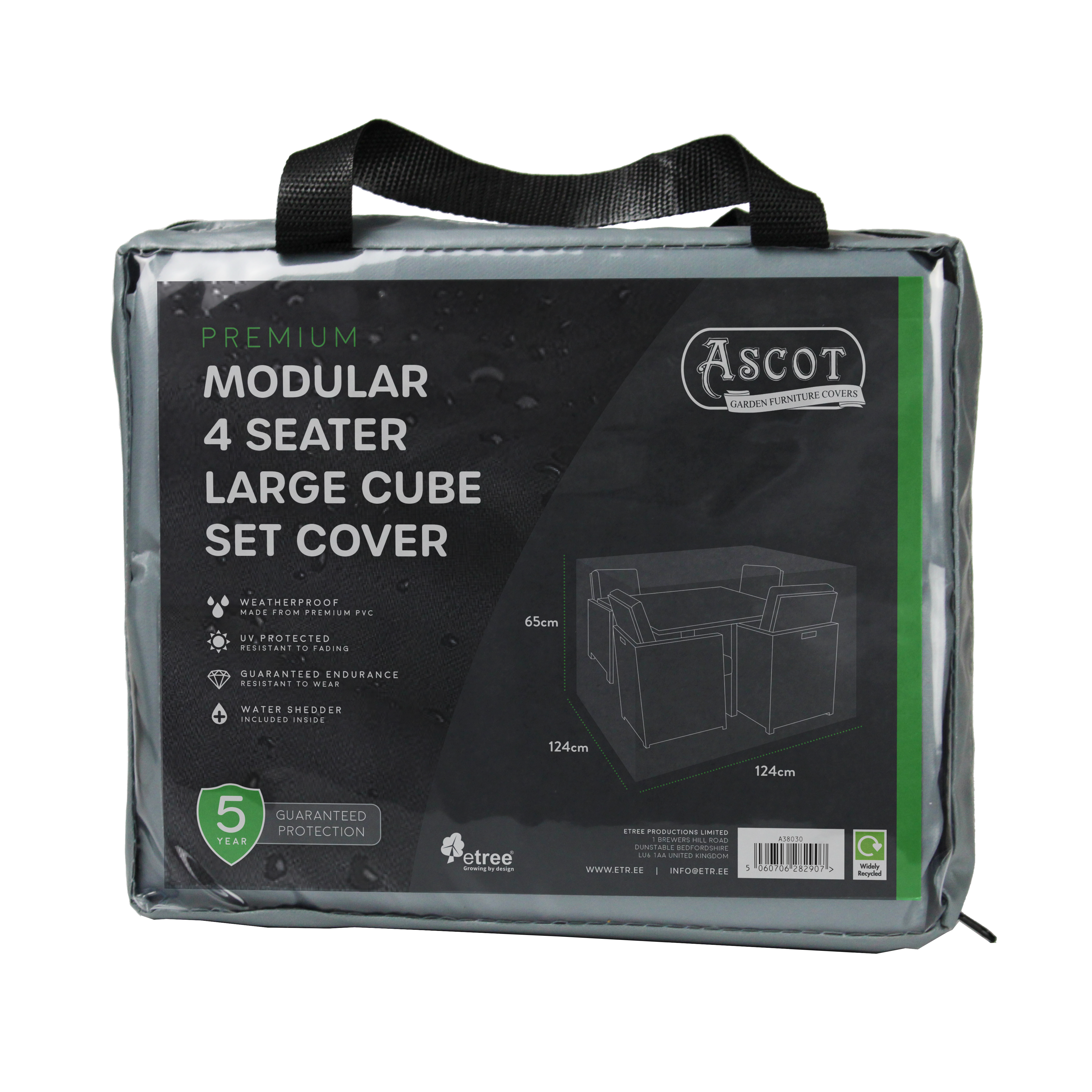 Premium Modular 4 Seater Cube Set Cover Large - 124 X 124 X 65 H