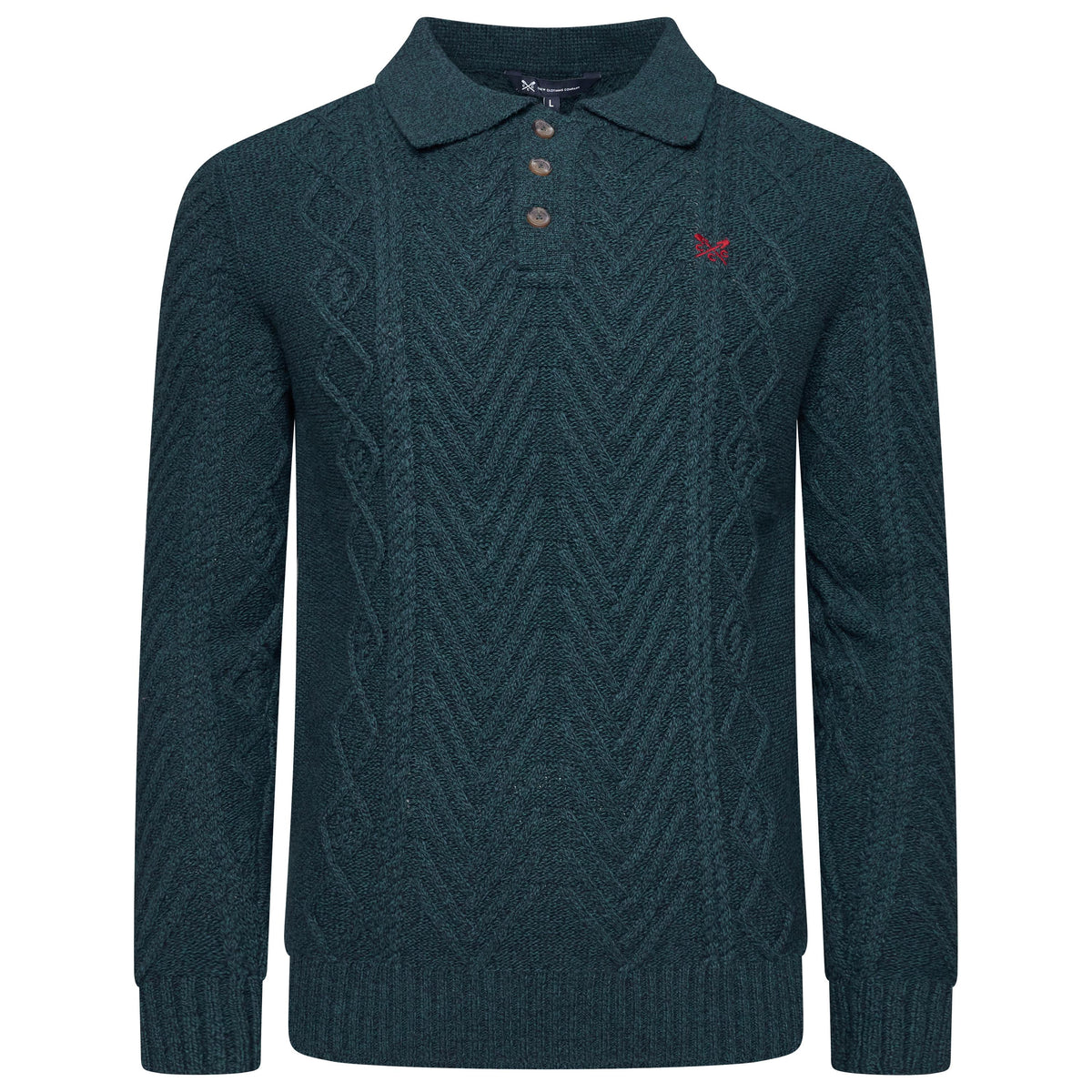 Crew Clothing Company Cable Knit Button Neck Jumper