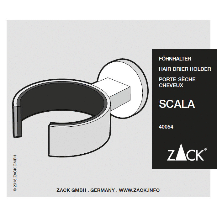 Zack Scala Polished Stainless Steel Hairdryer Holder - Premium Bathroom Organisation