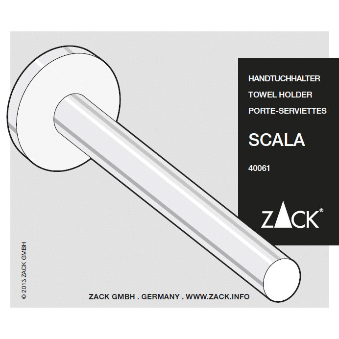 Zack Scala Polished Stainless Steel Fixed Towel Holder 46 cm - Premium Bathroom Elegance