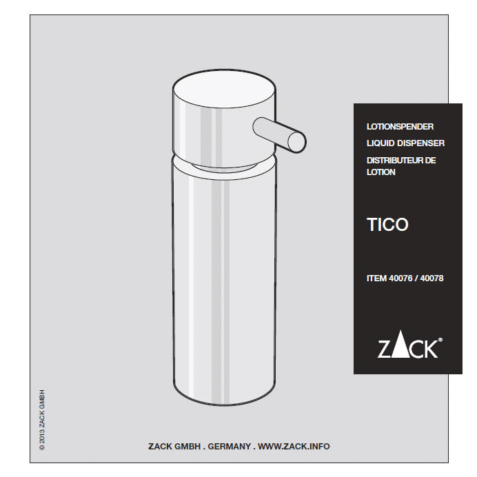 Zack Tico Polished Stainless Steel 13 cm Soap Dispenser 40078
