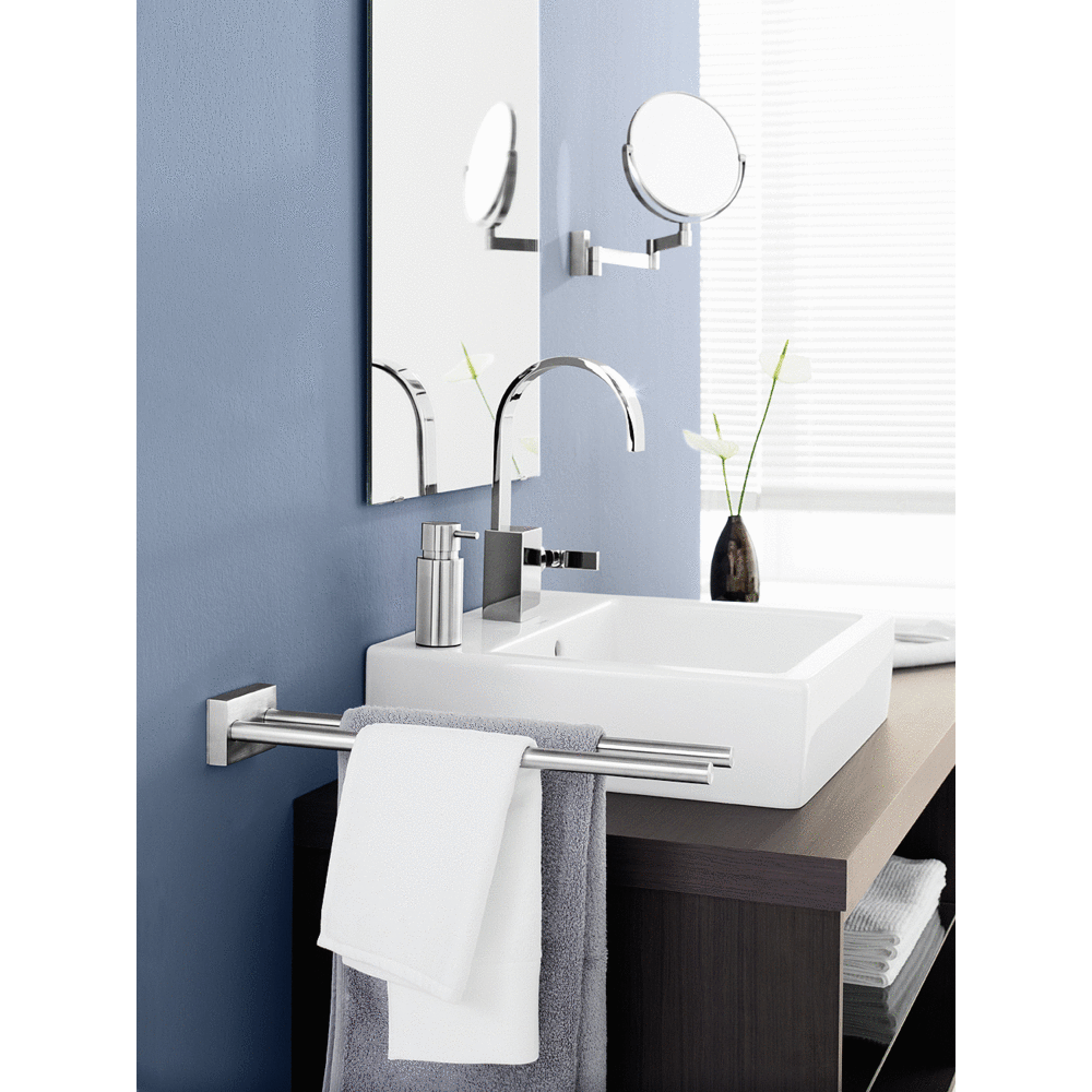 Zack Linea Premium Brushed Stainless Steel Magnifying Wall Mirror - 3x Magnification Adjustable Arm