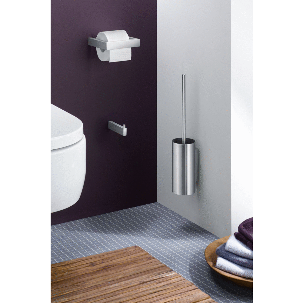 Zack Linea Premium Brushed Stainless Steel Wall-Mounted Toilet Brush - German Engineering